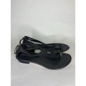 Bernardo Black Leather Toe Post Back Zipper Heel Sandals Women Sz 8.5M US/39EU